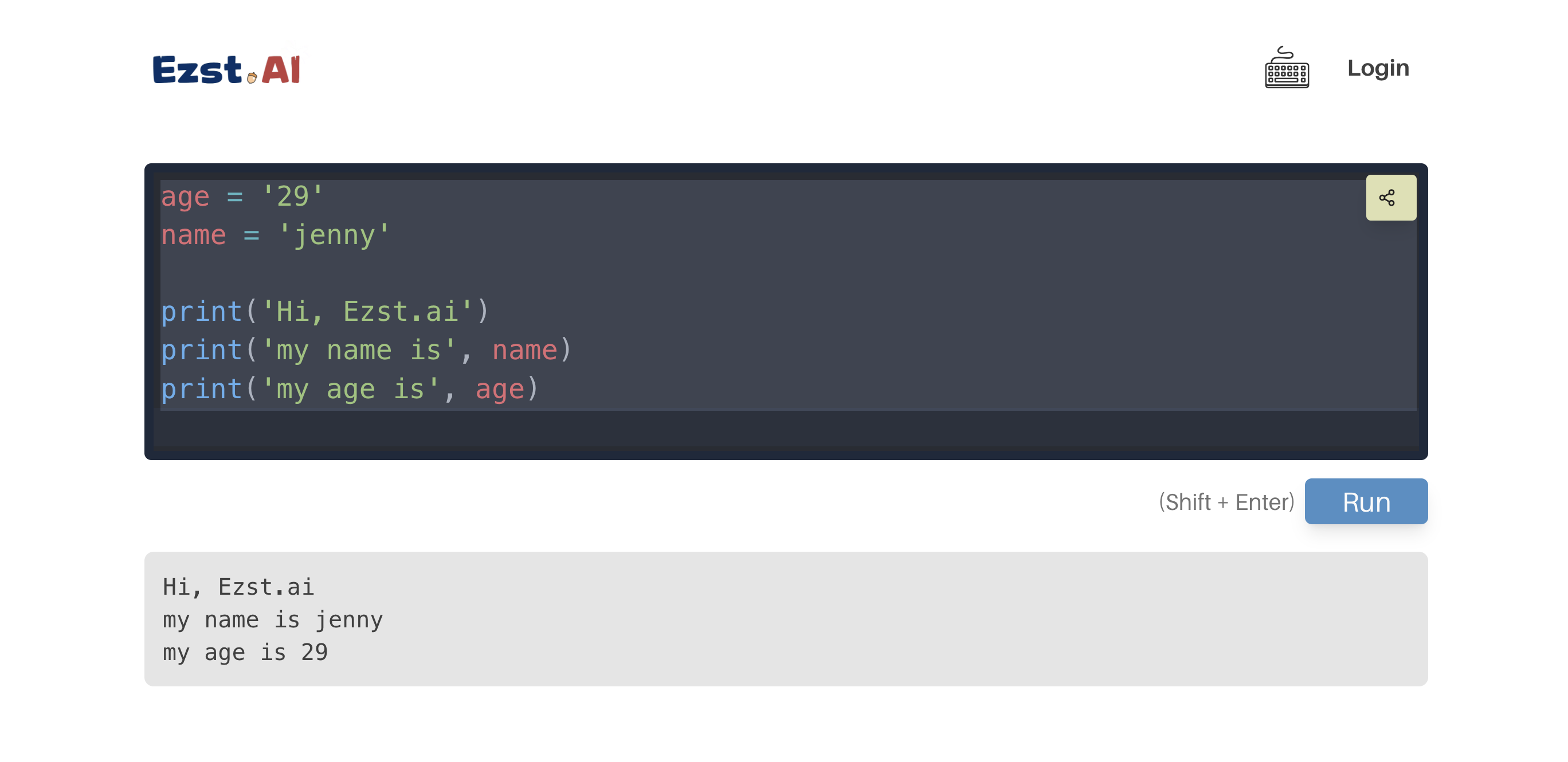 Ezst ai python runner run python code online ezst ai
